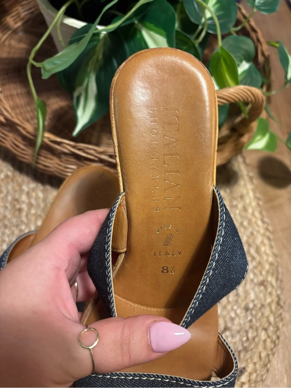 Italian Shoemakers Denim Wedge Sandals